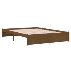 Cadre de lit sans matelas marron miel bois massif 140x200 cm 