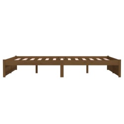 Cadre de lit sans matelas marron miel bois massif 140x200 cm 