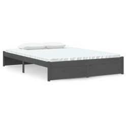 Cadre de lit sans matelas gris bois massif 140x200 cm 