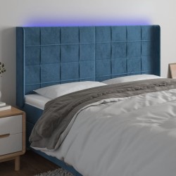 Tête de lit à LED Bleu foncé 163x16x118/128 cm Velours 