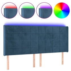 Tête de lit à LED Bleu foncé 163x16x118/128 cm Velours 