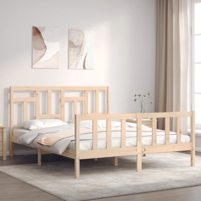 Cadre de lit sans matelas 160x200 cm bois massif de pin 