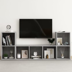 Ensemble de meubles TV 3 pcs Gris béton Bois d'ingénierie 