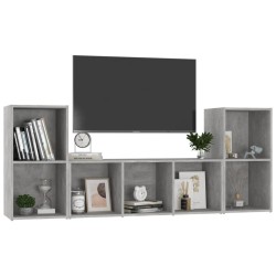 Ensemble de meubles TV 3 pcs Gris béton Bois d'ingénierie 