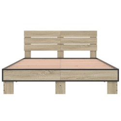 Cadre de lit sans matelas chêne sonoma 135x190 cm 