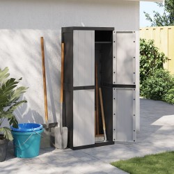 Armoire de rangement d'extérieur gris et noir 65x37x165 cm PP 