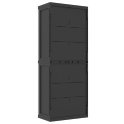 Armoire de rangement d'extérieur gris et noir 65x37x165 cm PP 