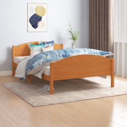 Cadre de lit sans matelas marron miel pin massif 120x200 cm 