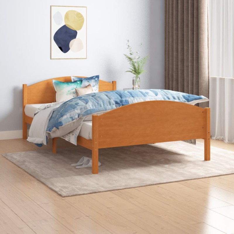 Cadre de lit sans matelas marron miel pin massif 120x200 cm Cadre de lit sans matelas marron miel pin massif 120x200 cm