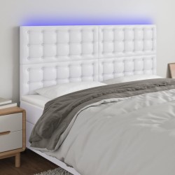 Tête de lit à LED Blanc 200x5x118/128 cm Similicuir 