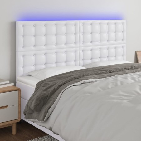 Tête de lit à LED Blanc 200x5x118/128 cm Similicuir 