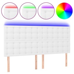 Tête de lit à LED Blanc 200x5x118/128 cm Similicuir 