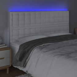 Tête de lit à LED Blanc 200x5x118/128 cm Similicuir 