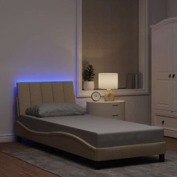 Cadre de lit sans matelas crème 80x200 cm tissu 