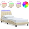Cadre de lit sans matelas crème 80x200 cm tissu 