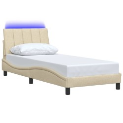 Cadre de lit sans matelas crème 80x200 cm tissu 