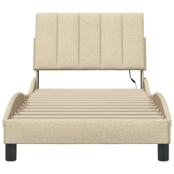 Cadre de lit sans matelas crème 80x200 cm tissu 