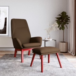 Chaise de relaxation avec repose-pied Marron Tissu 