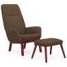 Chaise de relaxation avec repose-pied Marron Tissu 