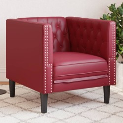 Fauteuil Chesterfield rouge bordeaux similicuir 