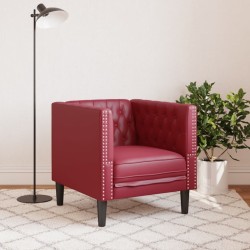 Fauteuil Chesterfield rouge bordeaux similicuir 