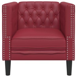 Fauteuil Chesterfield rouge bordeaux similicuir 
