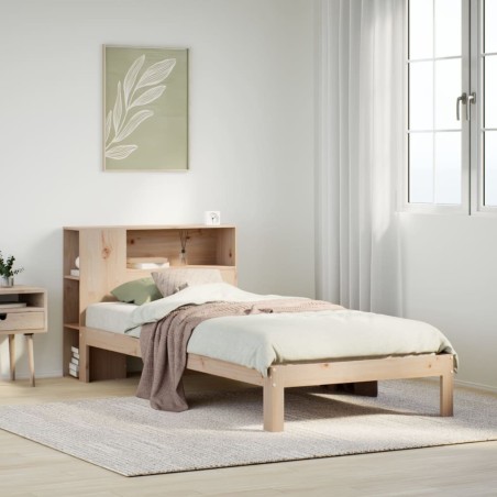 Lit bibliothèque sans matelas 90x190 cm bois de pin massif 
