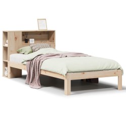 Lit bibliothèque sans matelas 90x190 cm bois de pin massif 