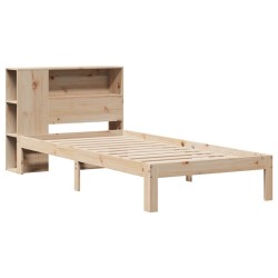 Lit bibliothèque sans matelas 90x190 cm bois de pin massif 