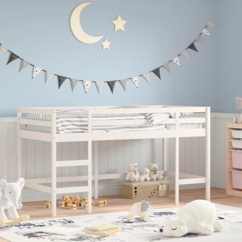 Lit mezzanine d'enfants sans matelas avec échelle 90x190 cm 