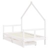 Cadre de lit pour enfant tiroirs blanc 80x160cm bois pin massif 