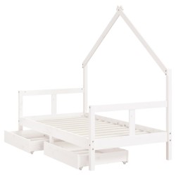 Cadre de lit pour enfant tiroirs blanc 80x160cm bois pin massif 