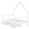 Cadre de lit pour enfant tiroirs blanc 80x160cm bois pin massif 