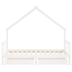 Cadre de lit pour enfant tiroirs blanc 80x160cm bois pin massif 