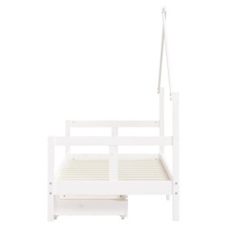 Cadre de lit pour enfant tiroirs blanc 80x160cm bois pin massif 