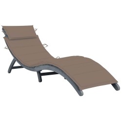 Chaise longue avec coussin Gris Bois d'acacia solide 
