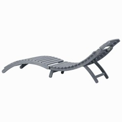 Chaise longue avec coussin Gris Bois d'acacia solide 