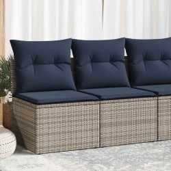 Salon de jardin 2 pcs avec coussins gris résine tressée acacia 