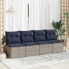 Salon de jardin 2 pcs avec coussins gris résine tressée acacia 