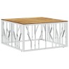 Table basse argenté acier inoxydable et bois massif d'acacia 