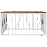 Table basse argenté acier inoxydable et bois massif d'acacia 