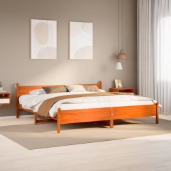 Cadre de lit sans matelas cire marron 180x200cm bois pin massif 