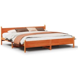 Cadre de lit sans matelas cire marron 180x200cm bois pin massif 