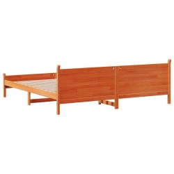 Cadre de lit sans matelas cire marron 180x200cm bois pin massif 