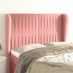 Tête de lit avec oreilles Rose 147x23x118/128 cm Velours 