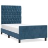 Cadre de lit sans matelas bleu foncé 100x200 cm velours 