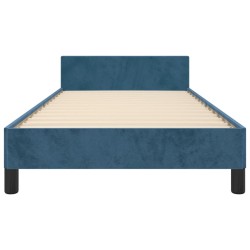 Cadre de lit sans matelas bleu foncé 100x200 cm velours 