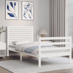 Cadre de lit sans matelas blanc 100x200 cm bois massif 