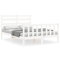 Cadre de lit sans matelas blanc 140x190 cm bois de pin massif 