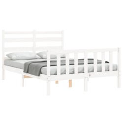 Cadre de lit sans matelas blanc 140x190 cm bois de pin massif 